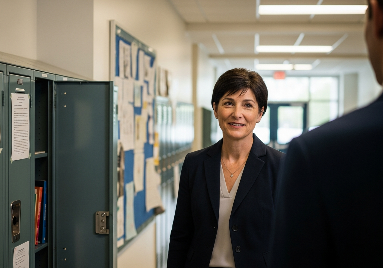 School principal in hallway